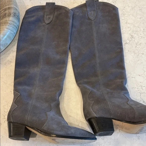 Isabel Marant Dark Gray suede Cowboy chic Knee Boots - Picture 5 of 13